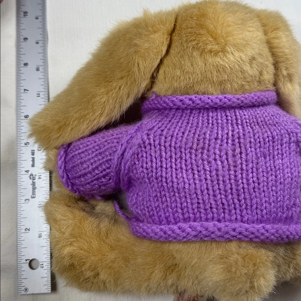 Dan Dee Collectors Choice Plush Bunny Rabbit Purple Tulip Sweater Easter Tan 10